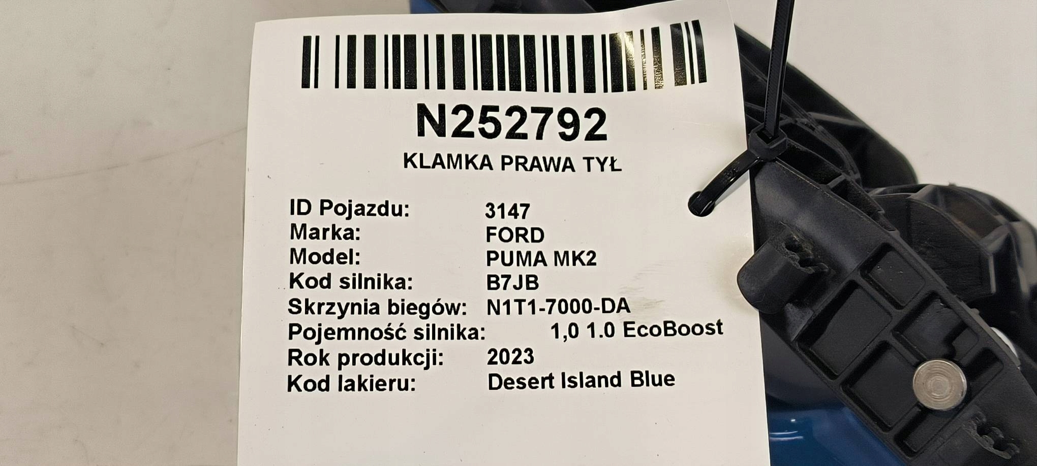 handle right rear part DESERT ISLAND BLUE FORD PUMA MK2
