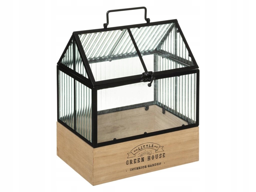 Mini domácí skleník, na dřevěném podstavci