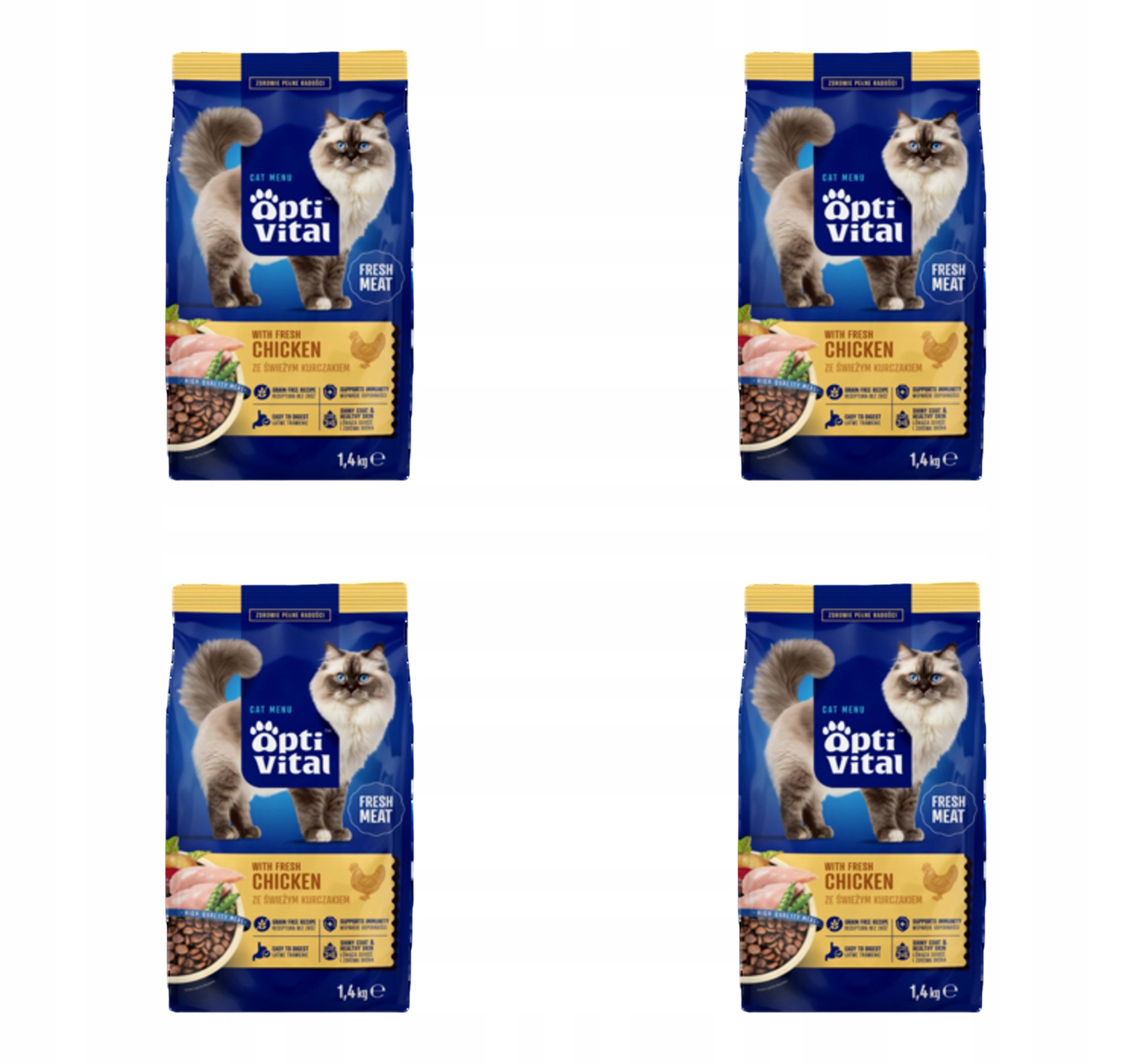 OptiVital suché krmivo pro kočky s kuřecím masem 1,4 kg X4