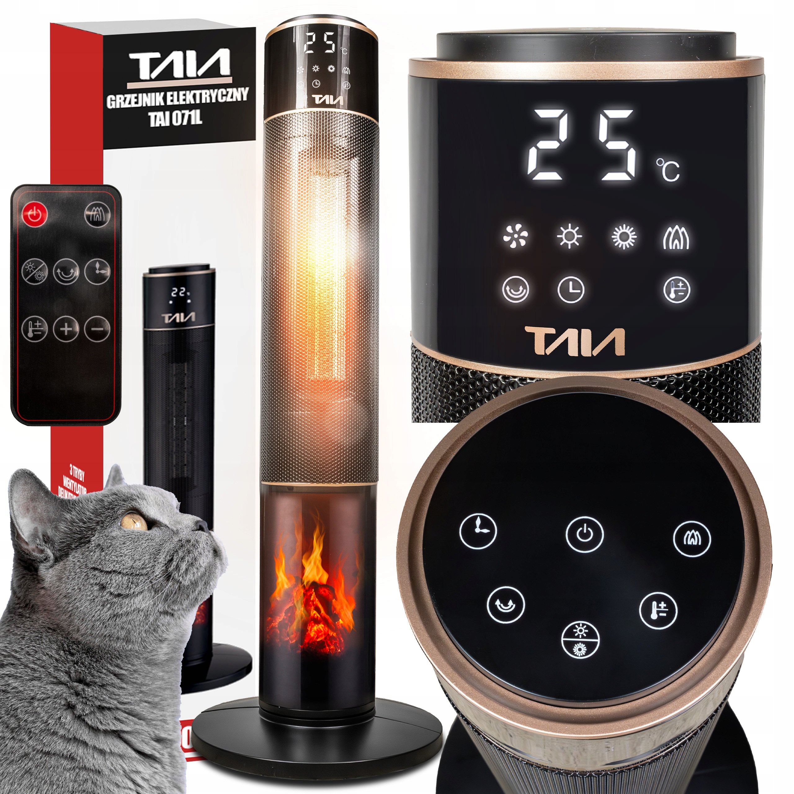 Výkonný Sloupový Termoventilátor Taia 2000W Keramický Úsporný