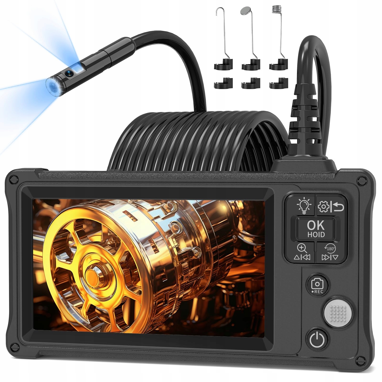 ENNOVOR Kamera Endoskopowa HD 1920P Dual Lens 5 Cali Wodoodporna LED 5M