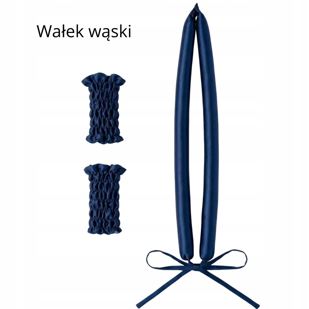 Úzký hedvábný váleček na vlasy ze 100% hedvábí, váleček na kadeře tmavě modrý
