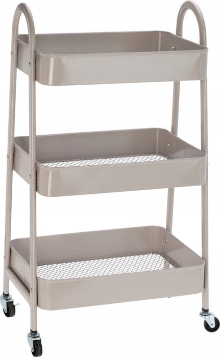 Kuchyňský Vozík Koupelnový regál na kolečkách Mobilní skříňka 3 police Béžová