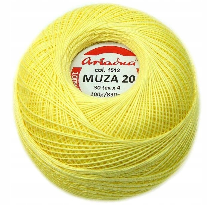 Kordonek Muza 20 Ariadna 1512 j. żółty 100g/820m