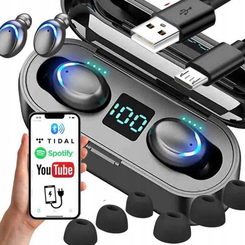 SŁUCHAWKI BEZPRZEWODOWE WODOODPORNE Z POWERBANKIEM