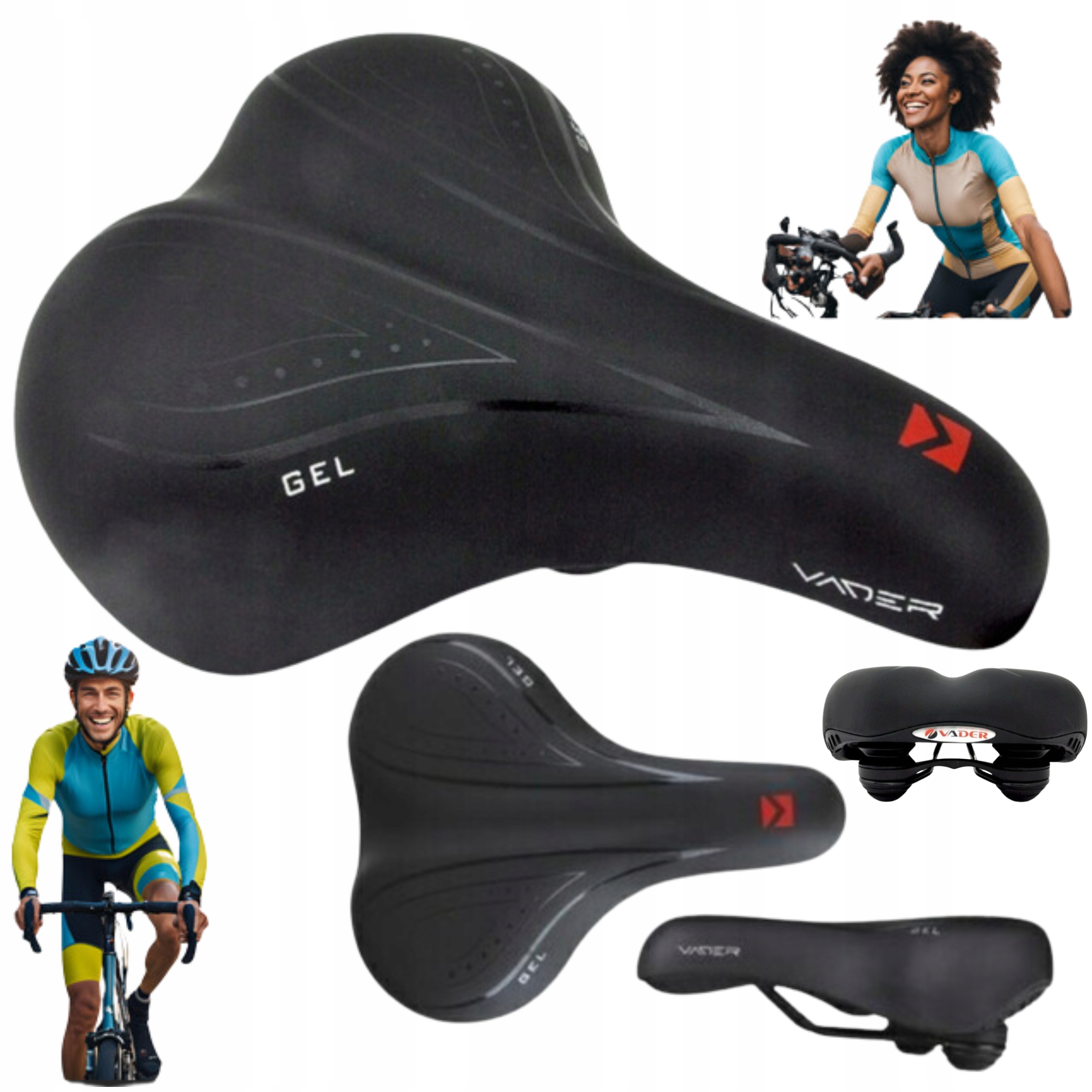 Siodełko rowerowe żelowe Vader City/trekking elastomery 270x225mm Gel żel