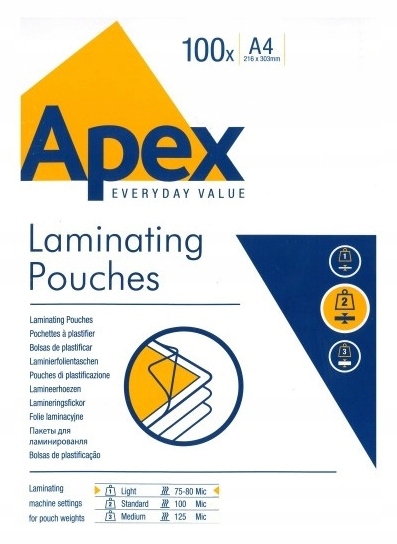 FOLIA LAMINACYJNA DO LAMINOWANIA A4 80mic 100 APEX
