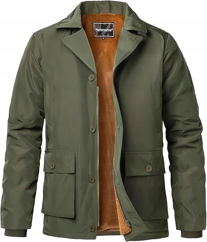 Zimní Bunda Pánská Sherpa Polar Větrovka Teplé Kapsy Casual Outdoor