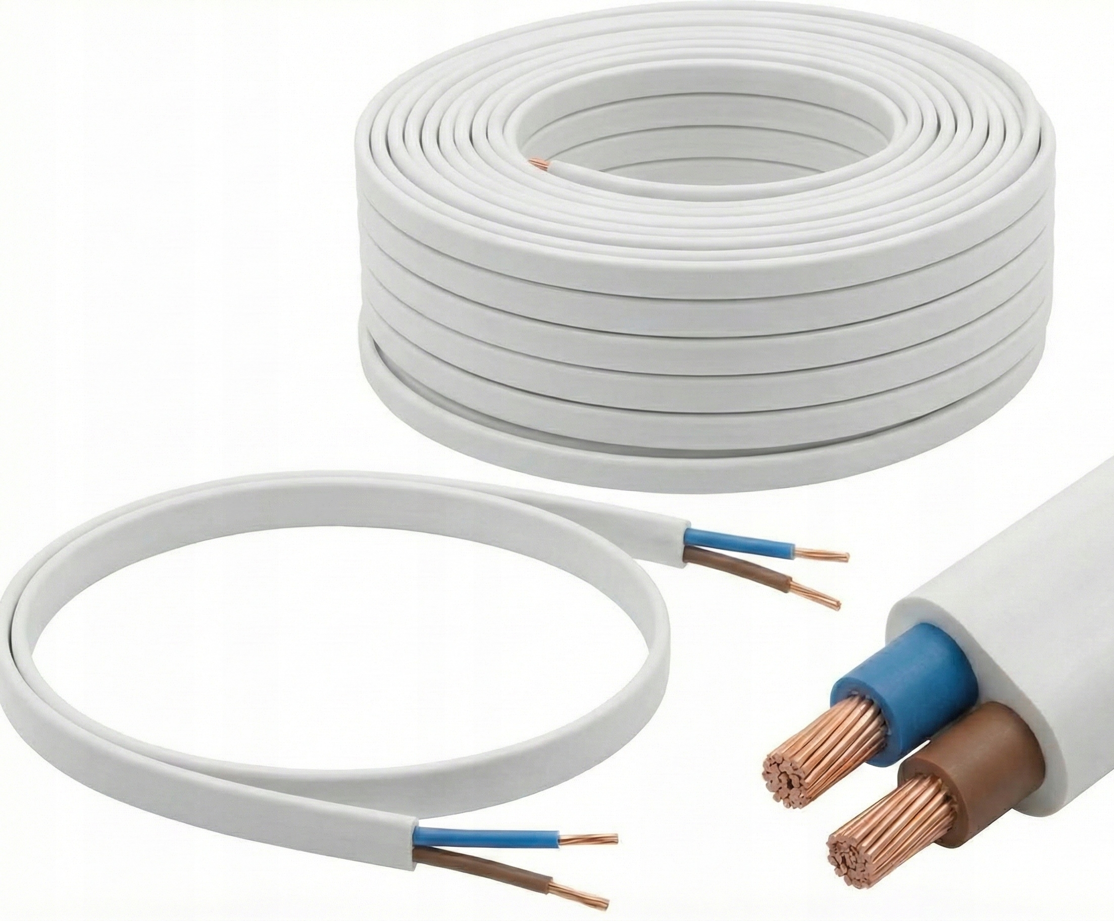 Kabel płaski OMYp 2x0,5 biały 300/300V Nkt 100m