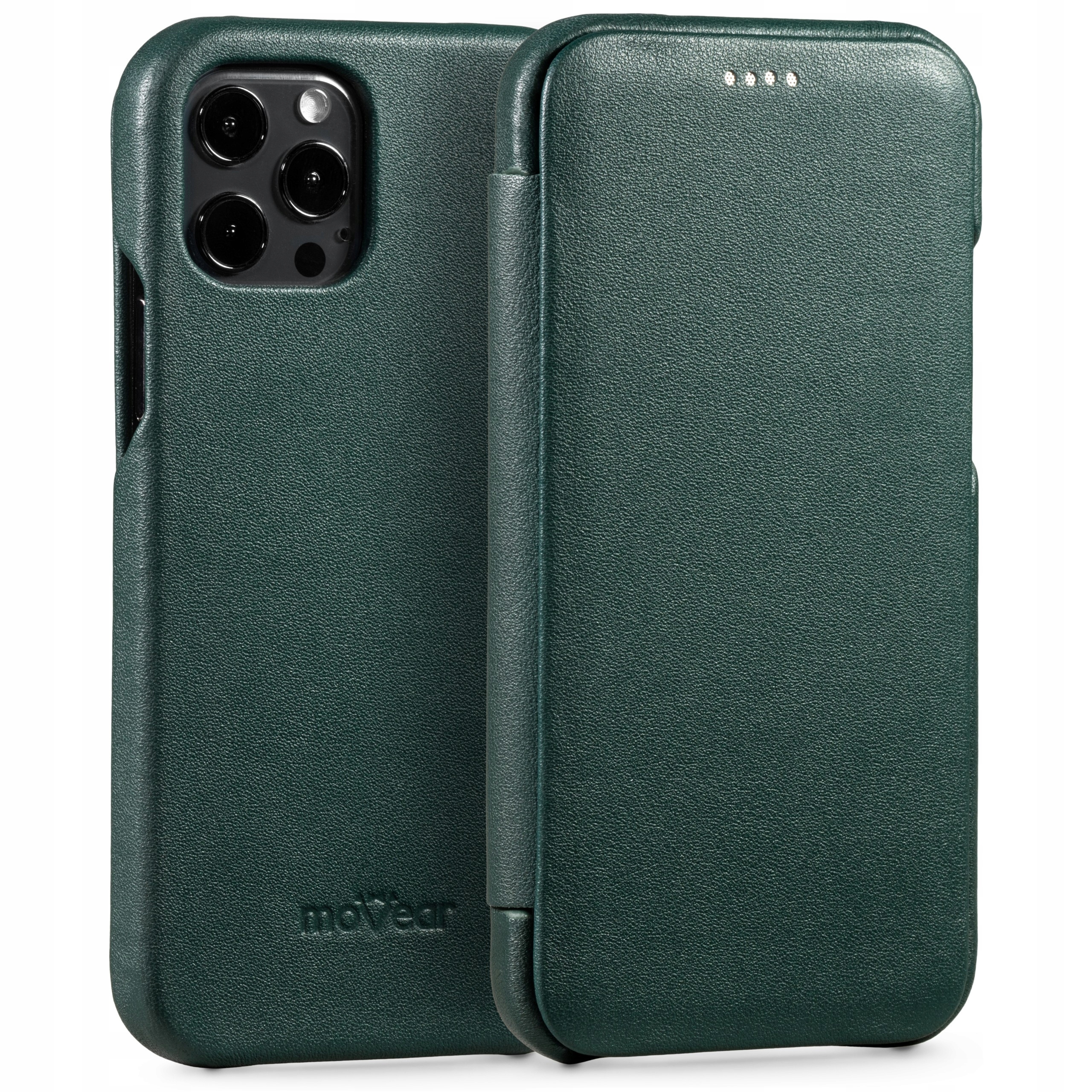 Pouzdro kožené pro iPhone 12 Pro 12 Obal book slim pouzdro zelené Movear