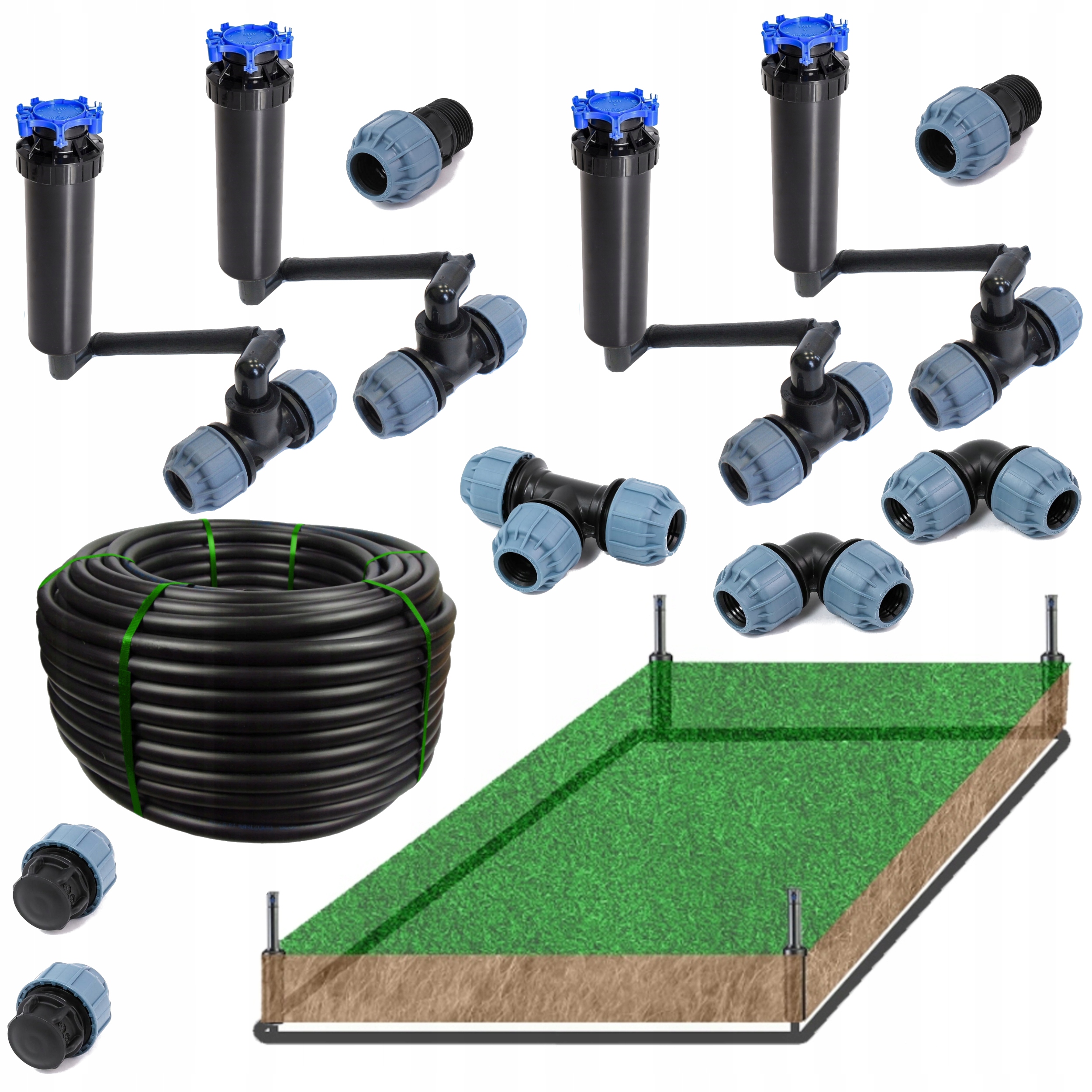 Zestaw nawadniania ogrodu 40 250 m2 uniwersalny 1-2 sekcje Rain 3504 50m