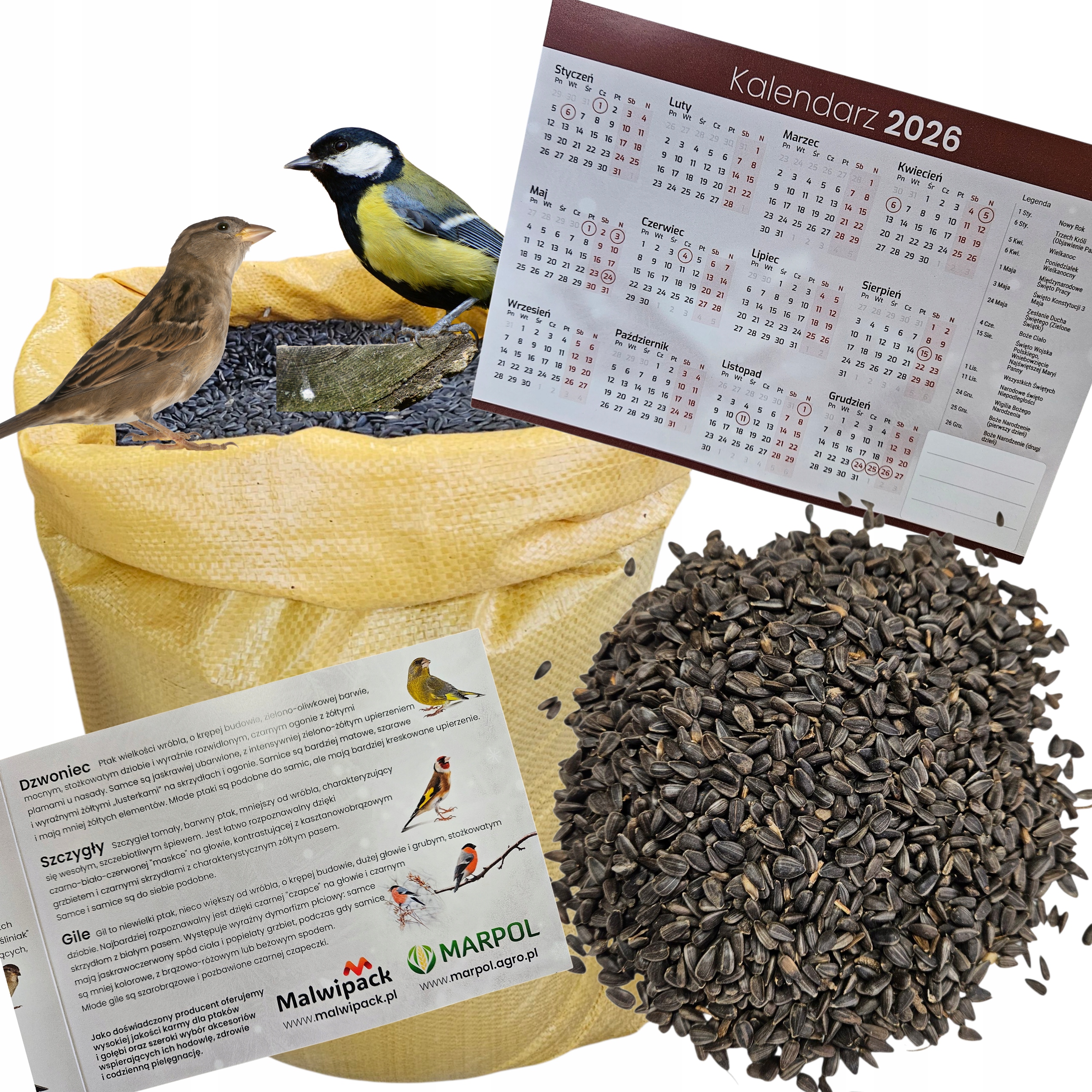 Levně Slunečnice Černá Krmivo Semena Pro Volně Žijící Ptáky 20KG Kalendář Krmení