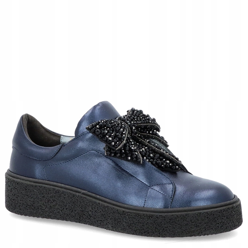 Kožené tenisky s mašličkou Tymoteo 2560 Tmavě Modré 37