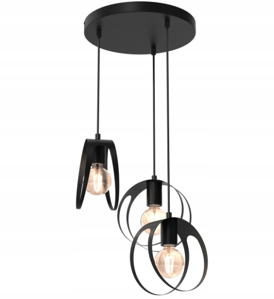 Ewilight Závěsné stropní svítidlo kruhová Bona Black 3xE27 60W černá