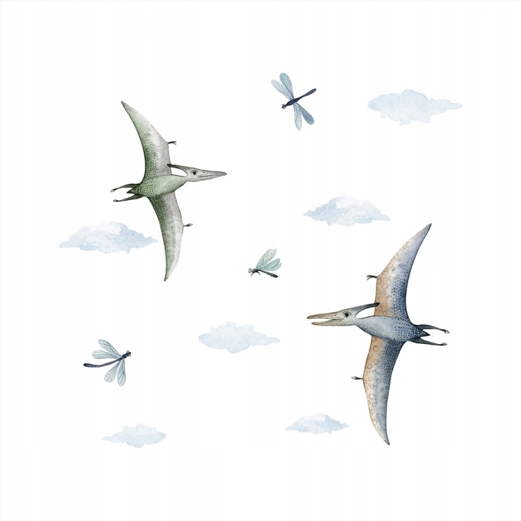 NAKLEJKI NA ŚCIANĘ DINOZAURY CHMURY ROZM. XL