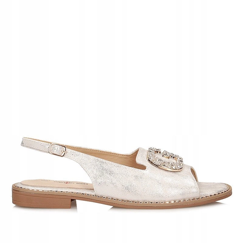 Stylové stříbrné ploché dámské sandály S.Barski KV51-081 Silver