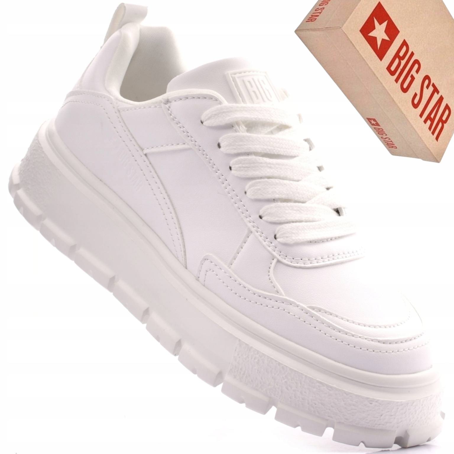 Sneakersy damskie Big Star NN274373 białe platforma