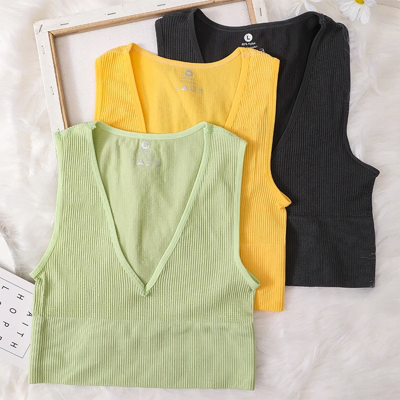 Women Crop Top Sexy Seamless Underwear Female Fitn Materiał dominujący mikrofibra (mikrofaza)