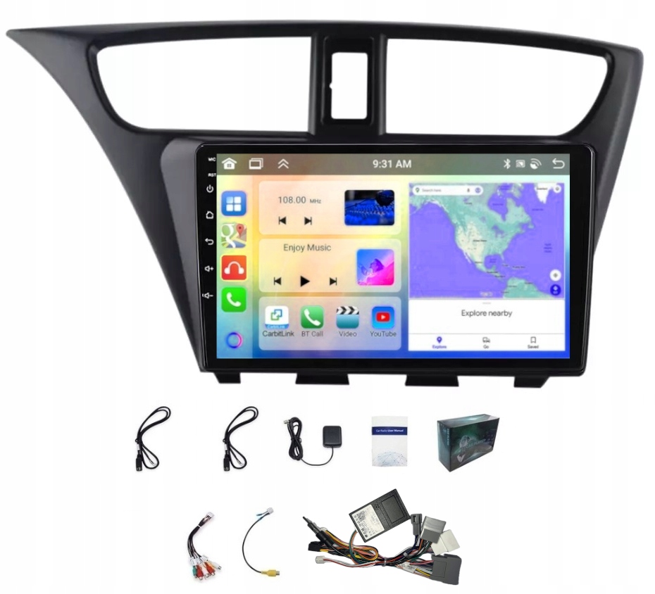 Autorádio S Navigací Carplay Honda CIVIC 2012-2017 Android Wifi 4GB 64GB