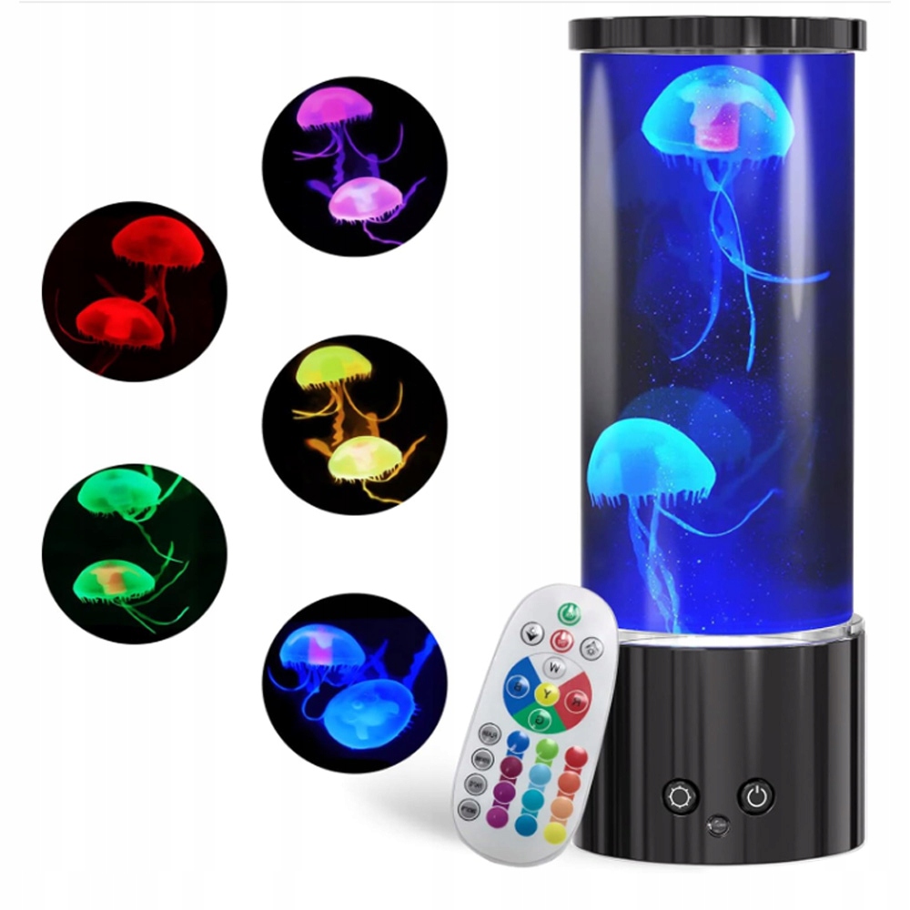 LAMPA LED MEDUZA, ŚCIEMNIALNA LAMPKA NOCNA 17 KOLORÓW Z PILOTEM