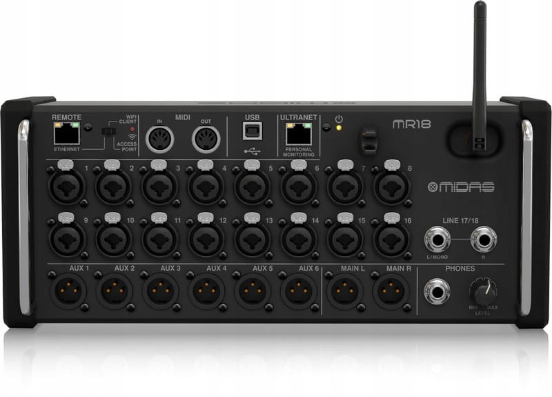Midas MR18 digitálny mixér 18 Vstupov router WiFi Audio rozhranie