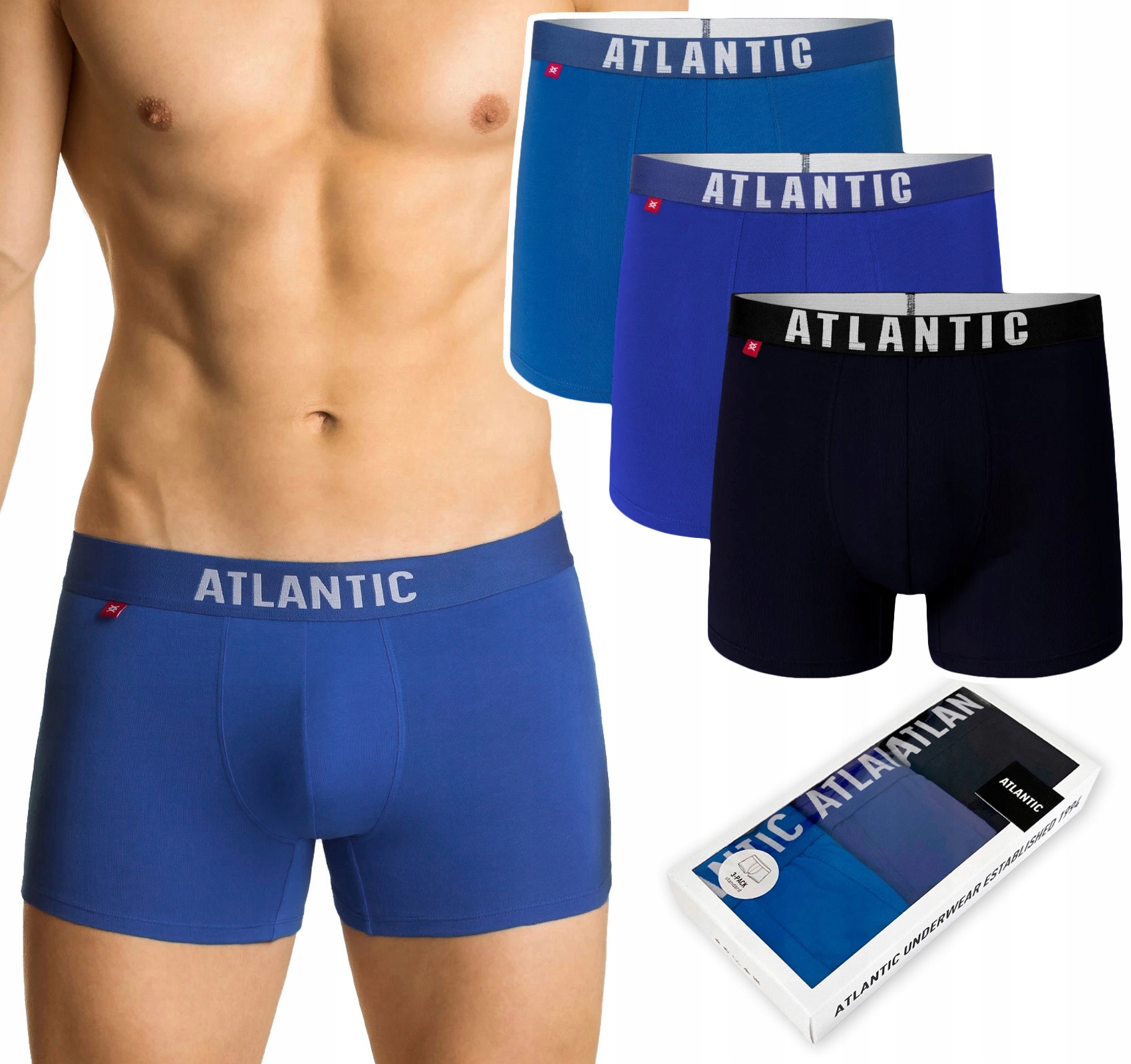 Bokserki męskie 3-PAK szorty Atlantic 3MH-011 XL