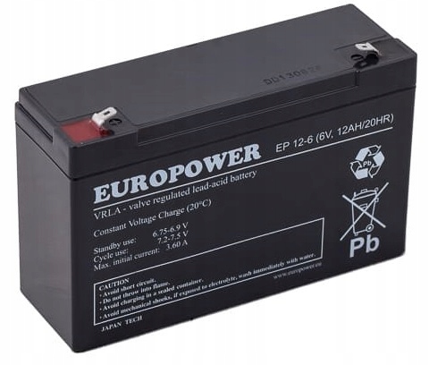 

Akumulator Europower 12Ah 6V serii Ep Agm, Vrla