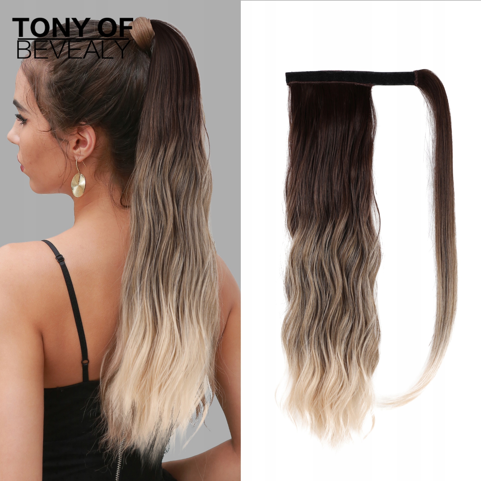 Hedvábný clip in Wrap Around Ponytail stříbrné ombré