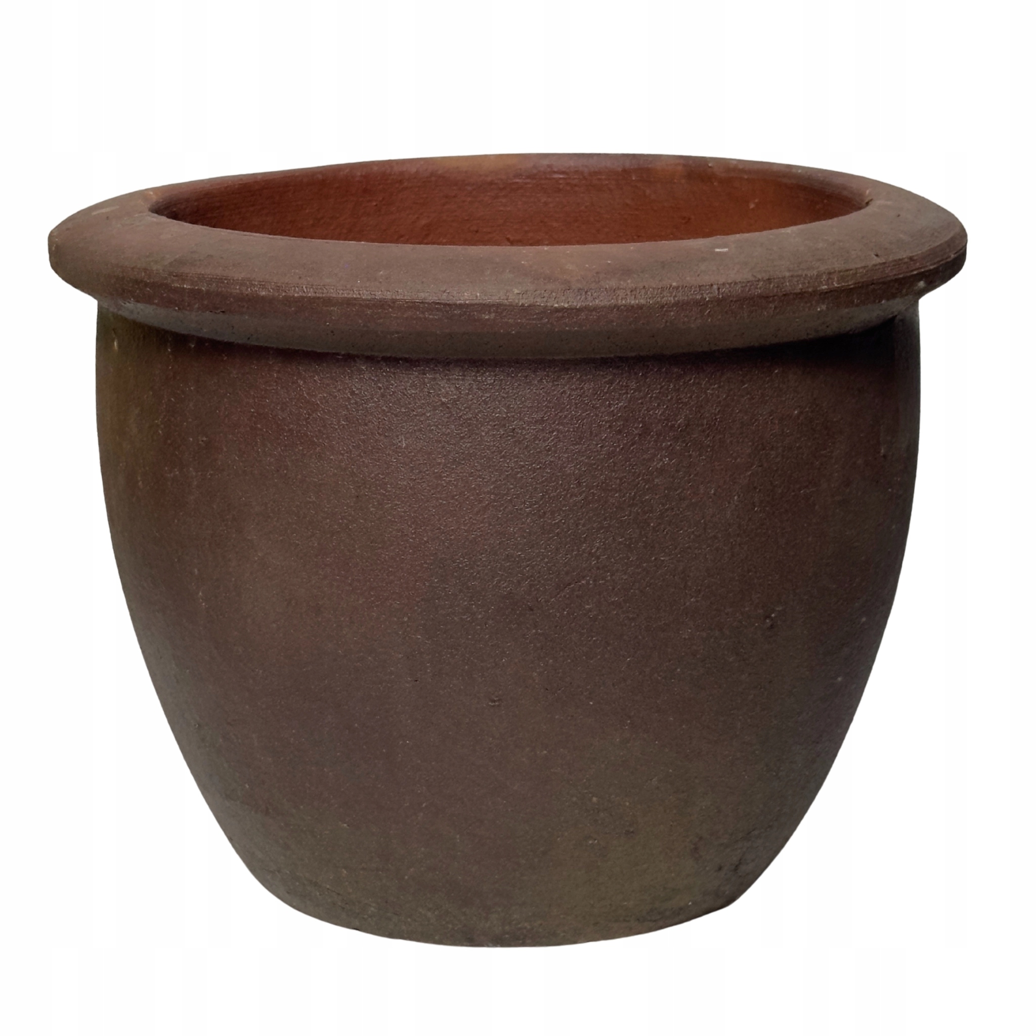 Ceramiczna Donica Szkliwiona Zewnętrzna Okrągła Brązowa 30x25 CM
