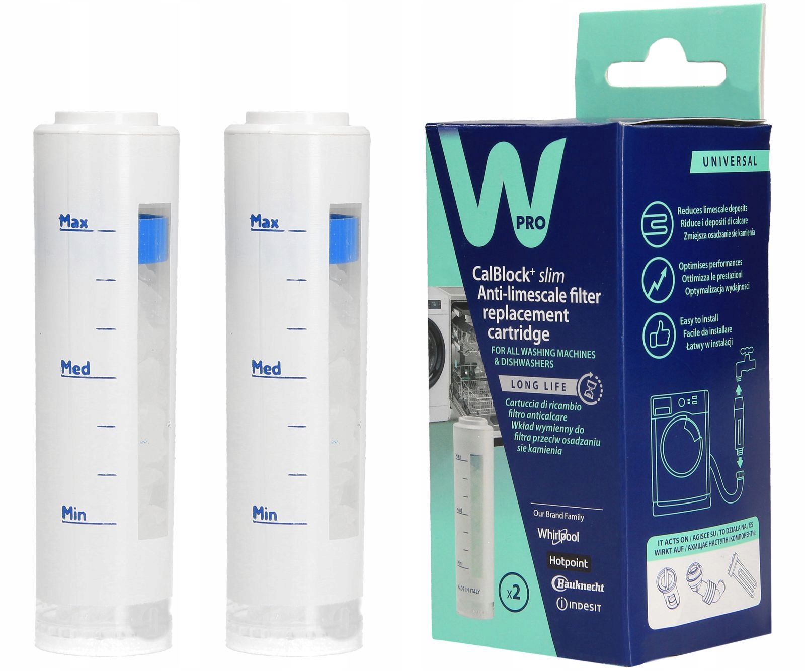 Wkład do filtra odkamieniającego do pralki Wpro CAL660 Calblock+