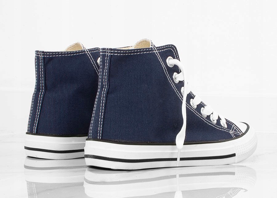 SOLIDNE WYSOKIE GRANATOWE TRAMPKI TENISÓWKI Rozmiar 37