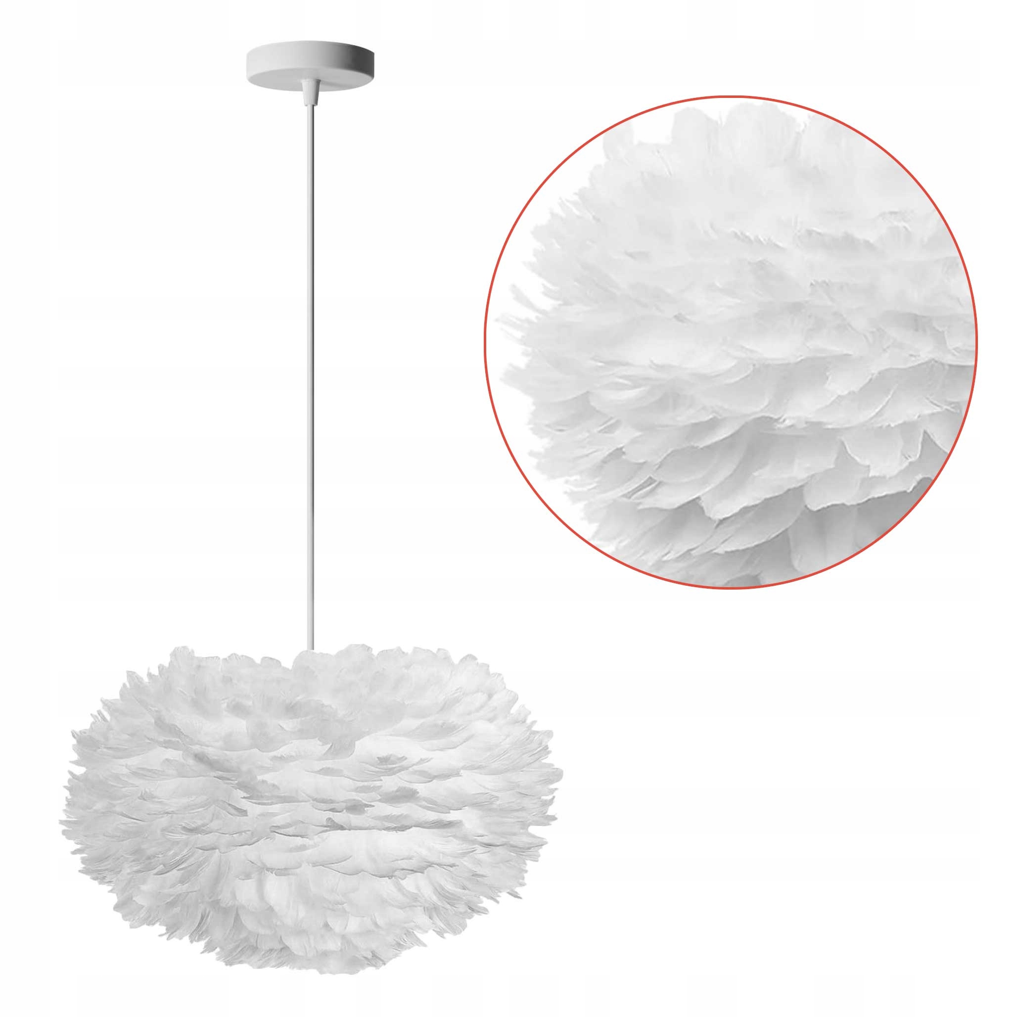 Závesná stropná lampa Biela ľahká moderná lampa z peria Nordic 3xE27