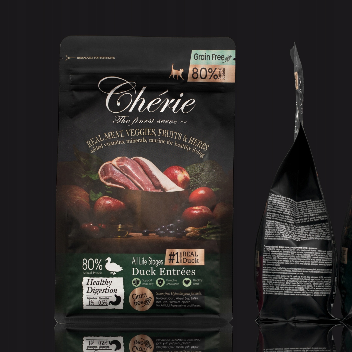 Chérie pro kočky – Bezobilné suché Krmivo Kachna Entrées, 2 kg