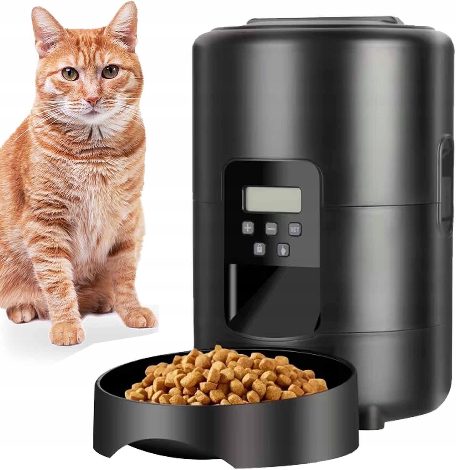 Levně Automatický Dávkovač misky krmiva Pro Psa Kočku Černý 2L LCD podavač