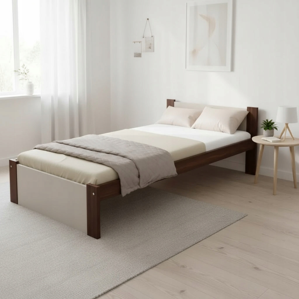 Lůžko 90x200 dřevěné Bergen kašmír ořech rošt součástí balení