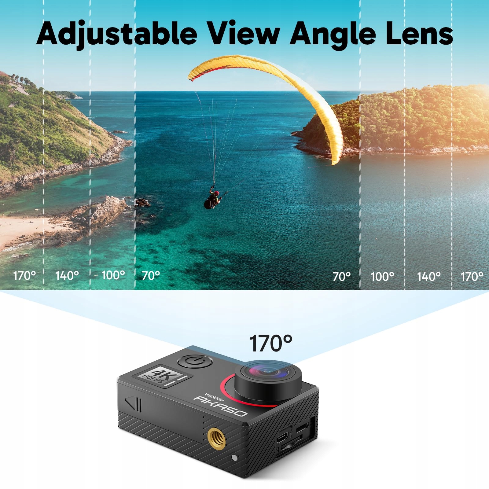 AKASO Kamera Sportowa 4K 60FPS 40M Podwodna 20MP WiFi Ekran Dotykowy — miniatura 7