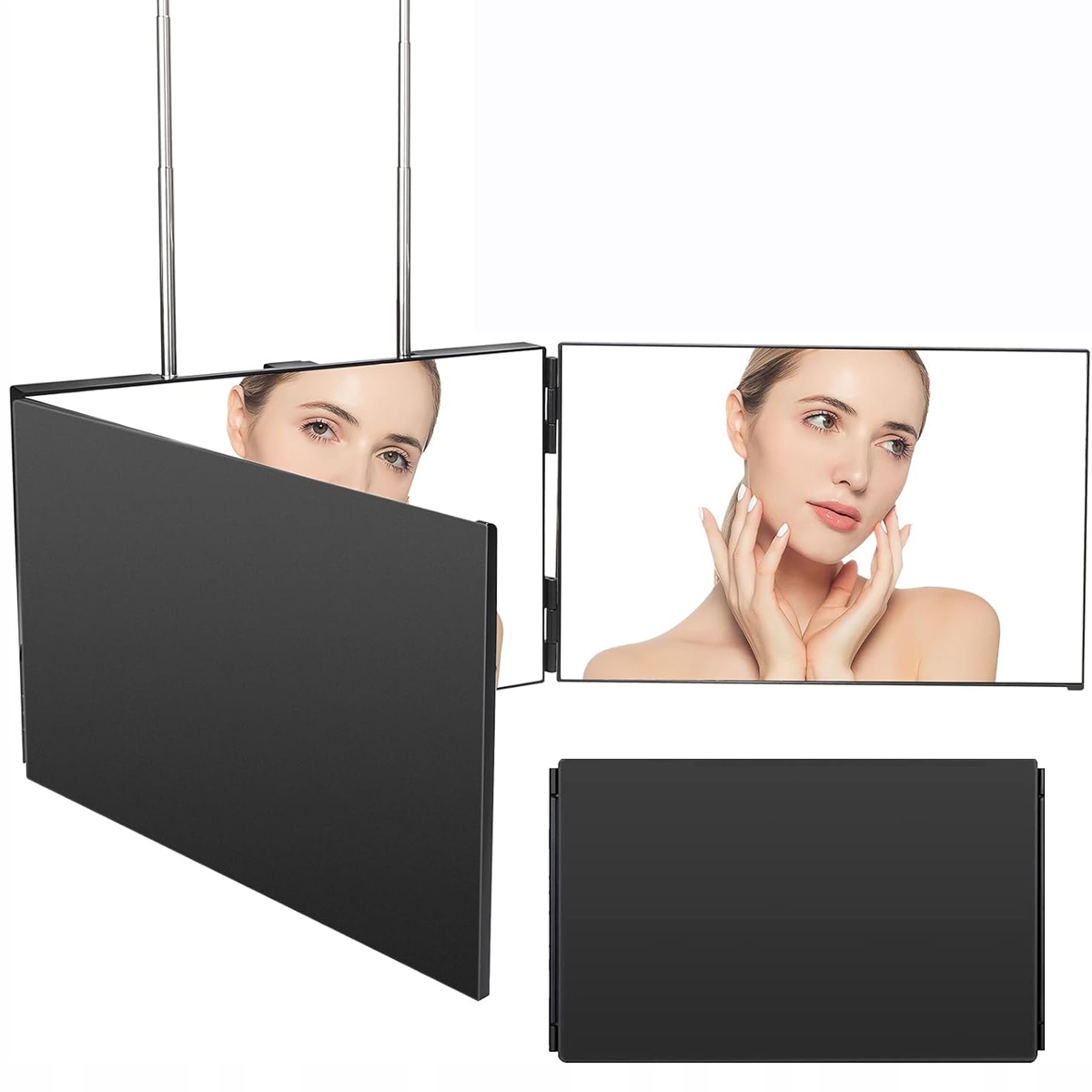 3-SMĚRNÉ Skládací Závěsné Zrcadlo Ješitnosti Hd 360 Zrcátko Na Make-up