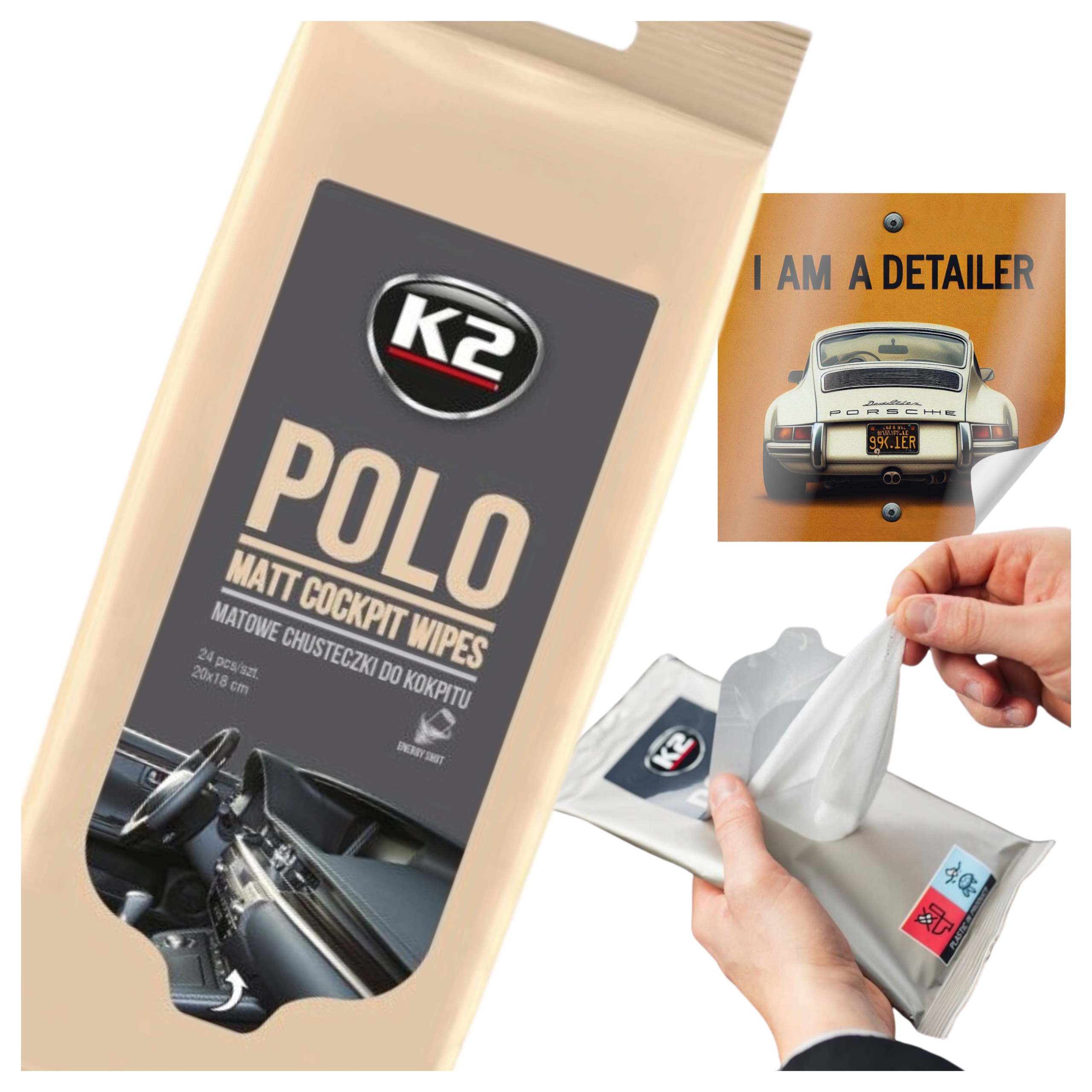 Chusteczki Do Kokpitu Samochodu K2 Polo Matt Wipes 24 Sztuki Matowe