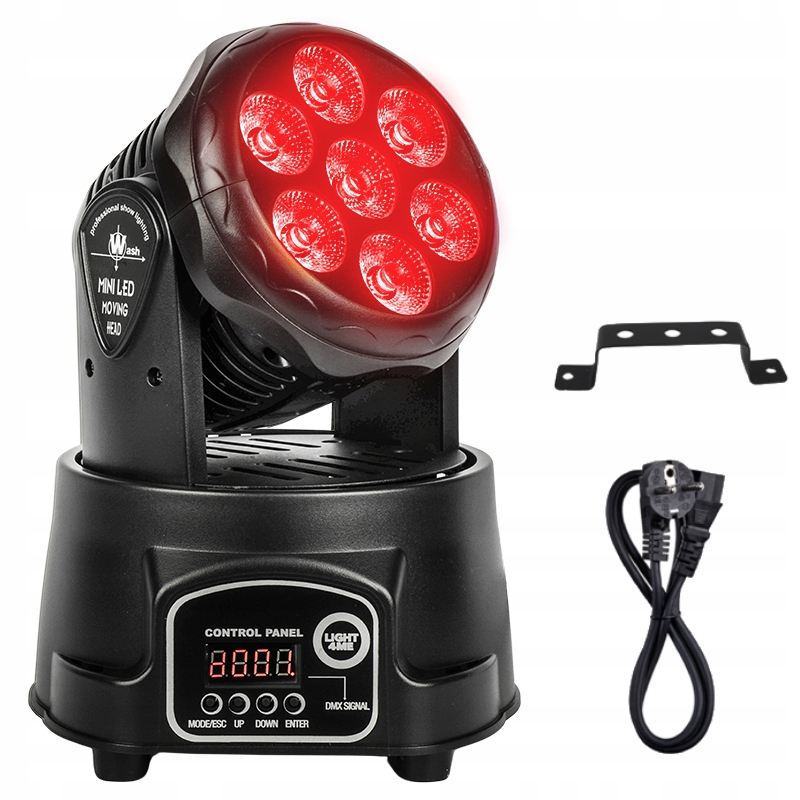 RUCHOMA GŁOWICA OŚWIETLENIE LED ŚWIATŁO SCENICZNE DMX LIGHT4ME COMPACT 7X8W