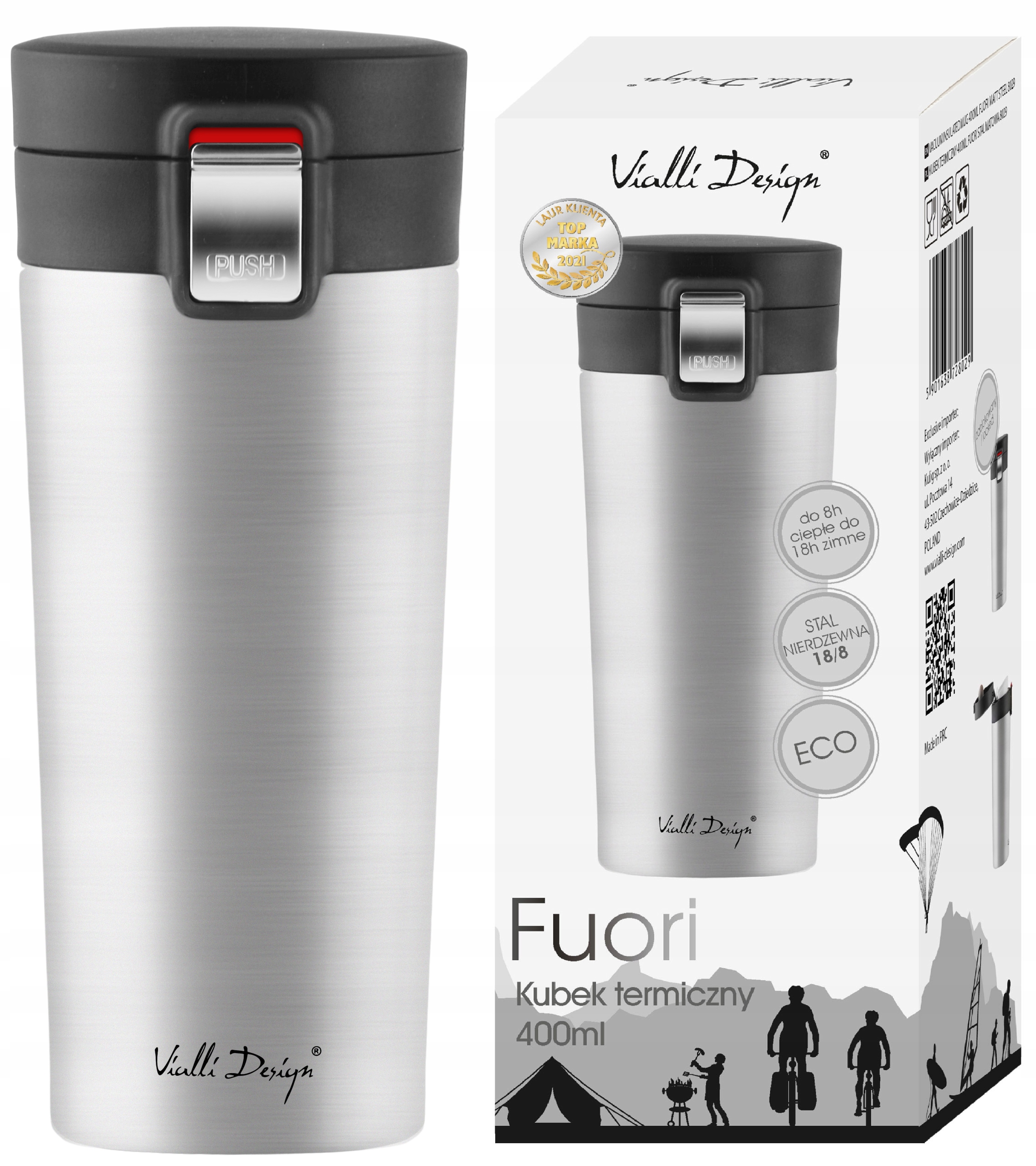 

Vialli Kubek Termiczny Kawy Fuori Stalowy 400 ml