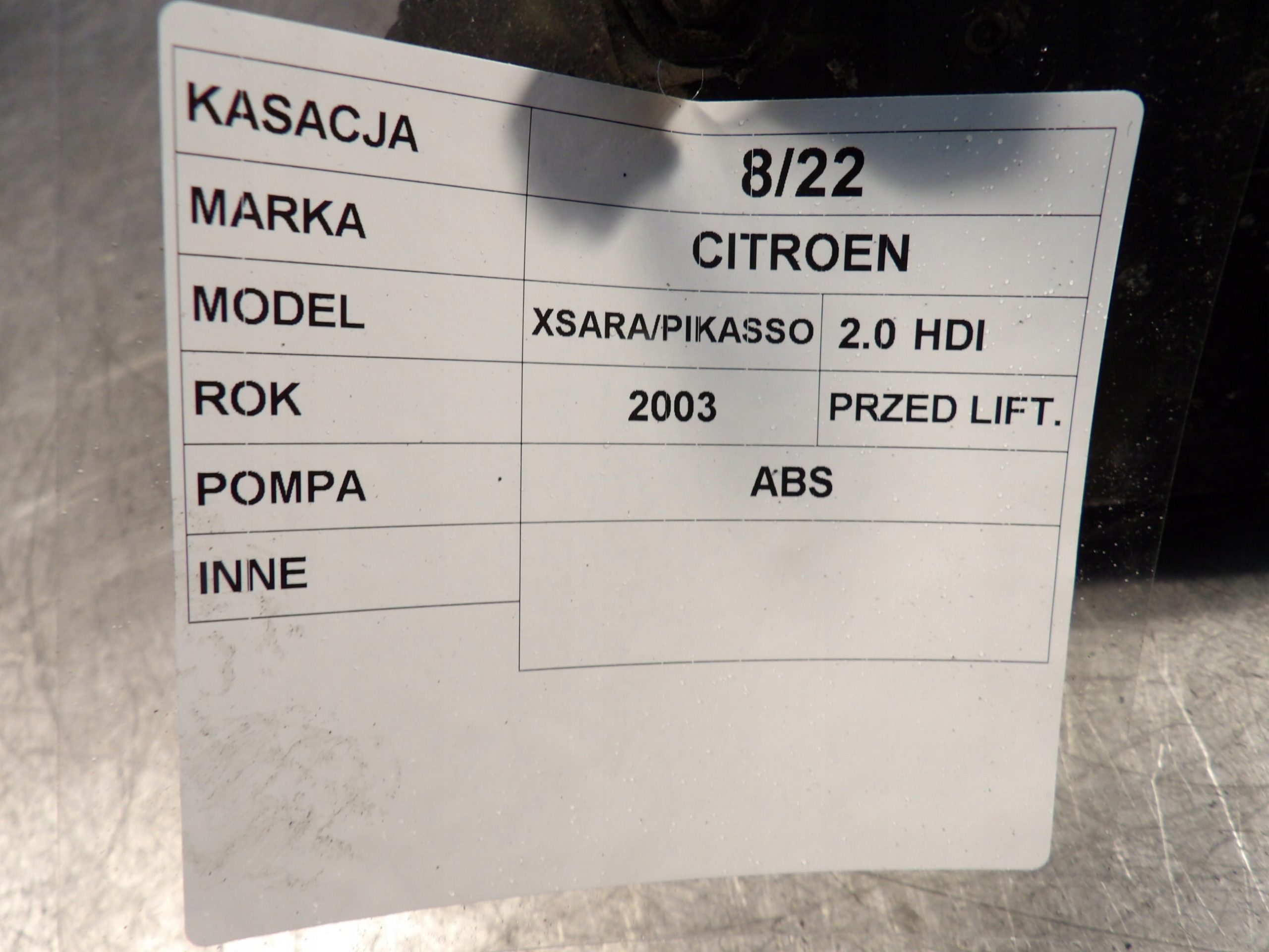 POMPA ABS CITROEN XSARA PICASSO 2,0HDI 0273004353