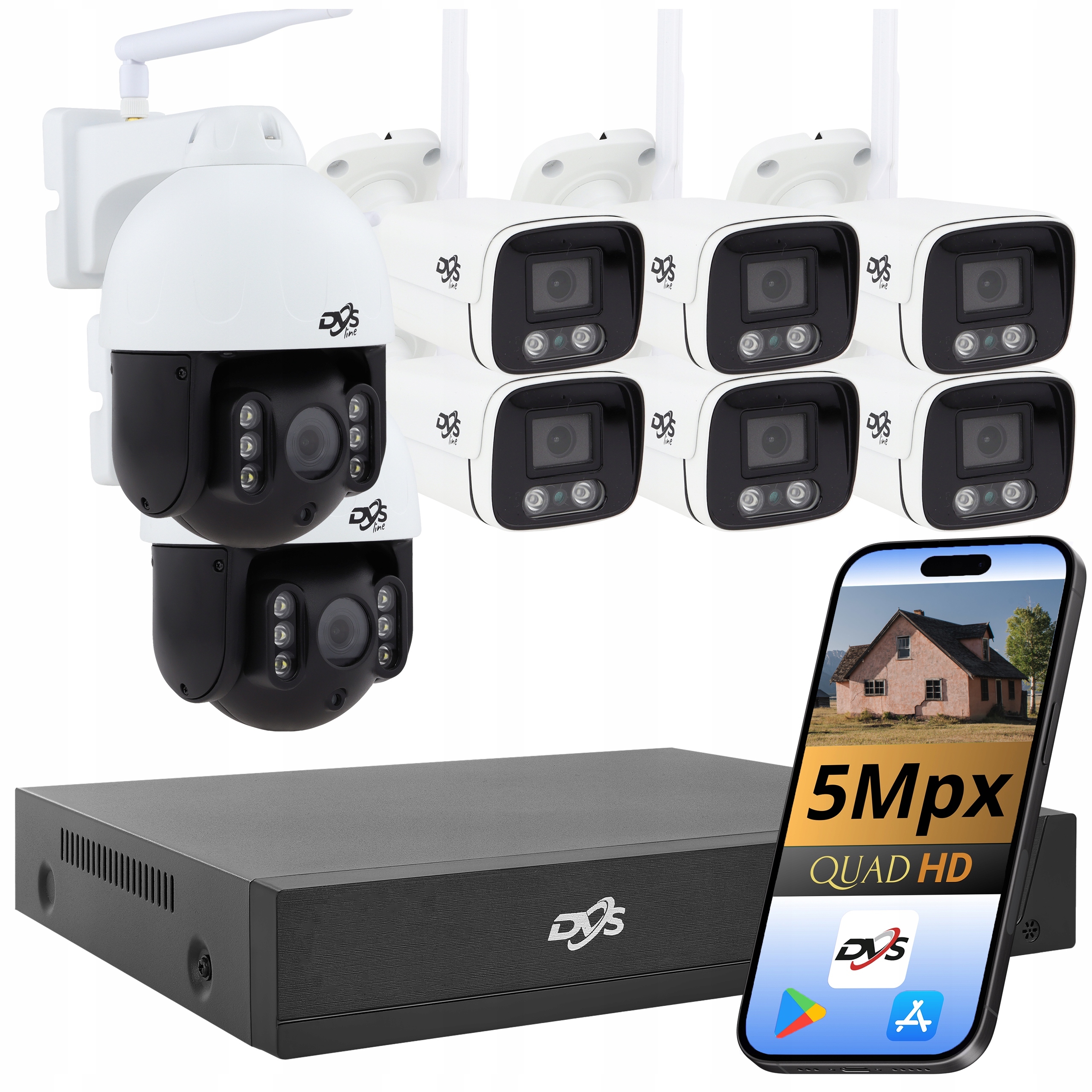 Sada 8 Wifi Kamer 6 Kamer +2 Otočné Venkovní Kamery Do Domu Camhi Pro