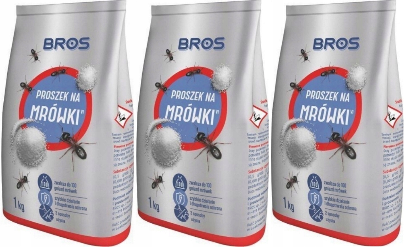 Bros Proszek na Mrówki 3x1kg Skuteczny Środek Szybkie Działanie na Gniazda