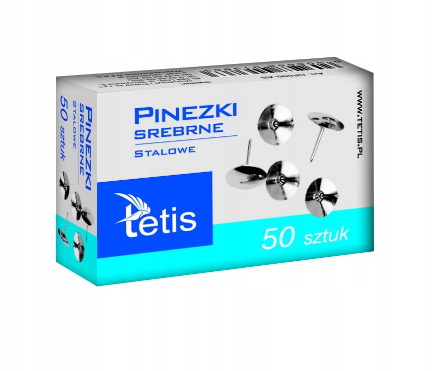 

Pinezki Srebrne Stalowe, Tetis, 50 Sztuk