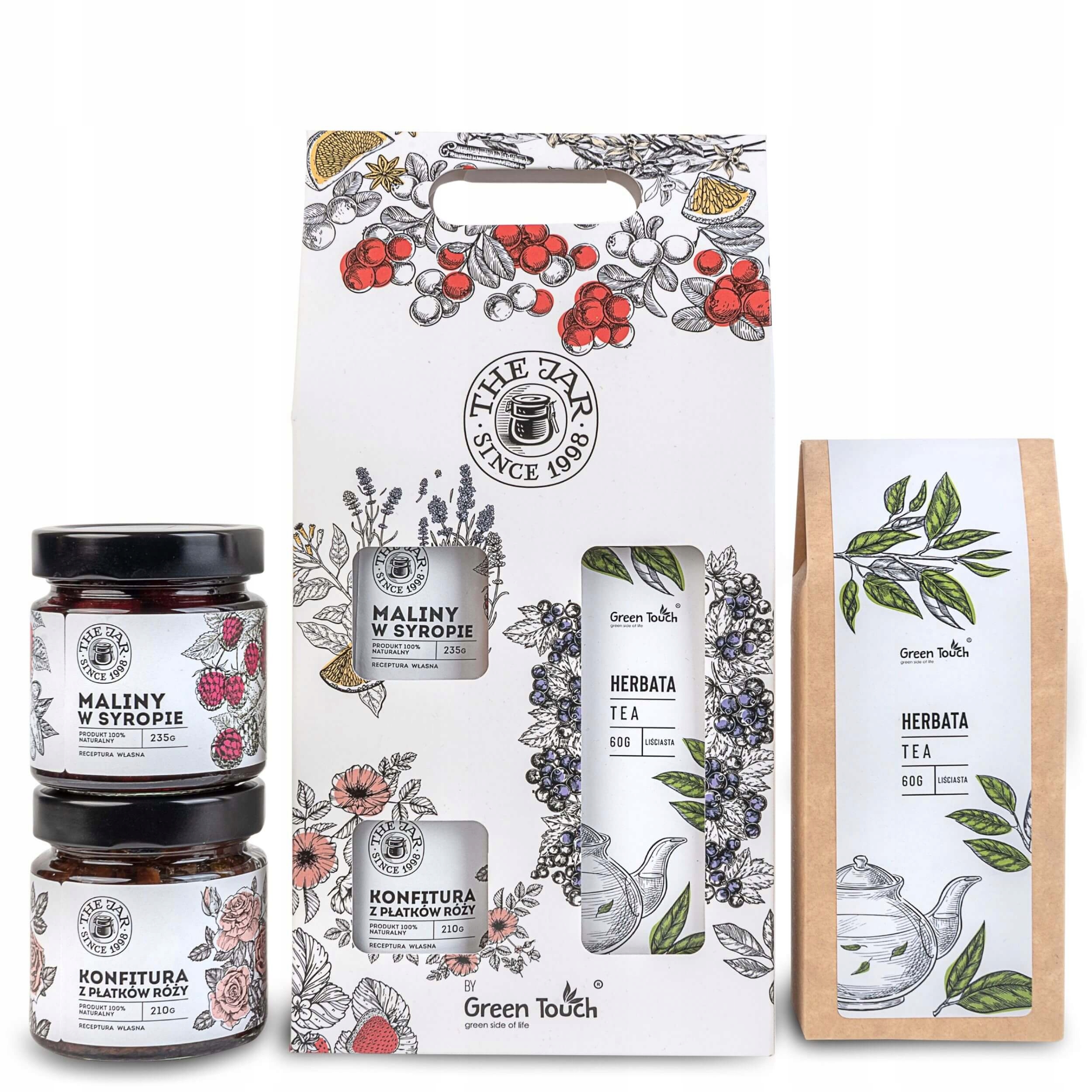 Levně Dárková sada čaj s malinami v sirupu zavařenina jako dárek jako dárek