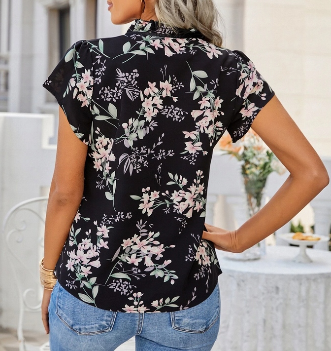 MODNA LETNIA BLUZKA KWIATY WIĄZANA KOSZULA XL EAN (GTIN) 000000000321