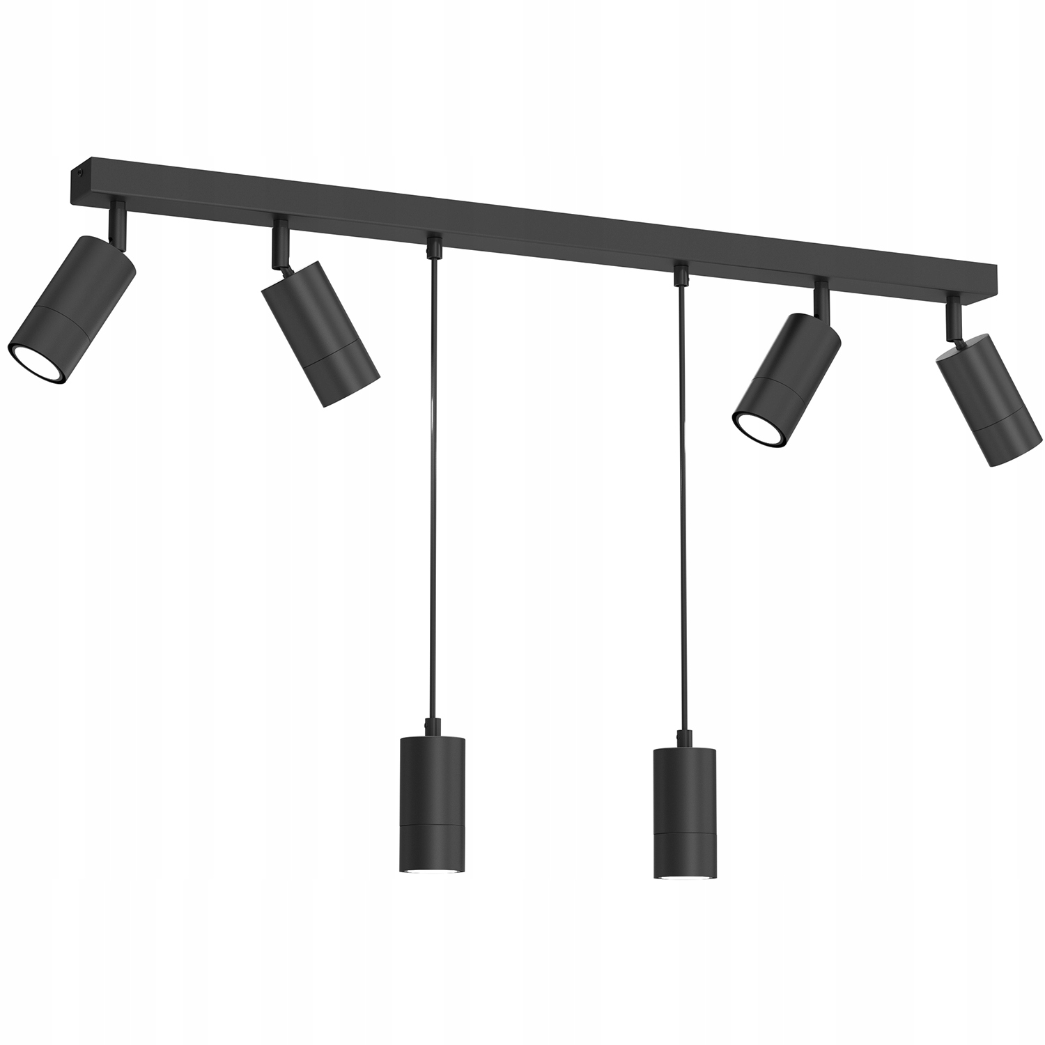 Stropná lampa 4 reflektory a 2 závesné ozdobné čierne lišty 90 cm Luminex