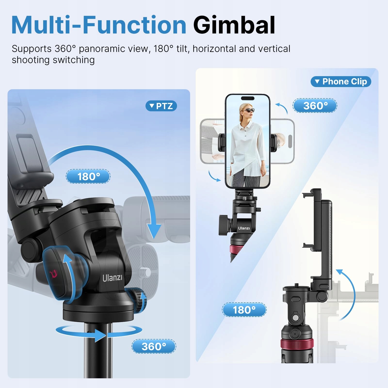 ULANZI MT-78 Statyw Kamera Selfie-Stick Bluetooth Telefon DSLR iPhone — miniatura 5