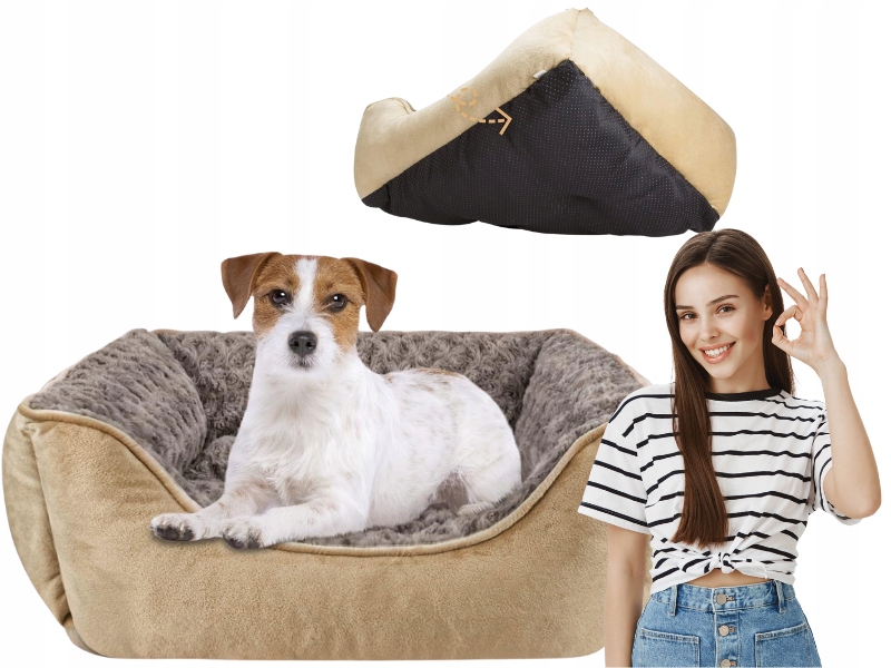 Pelíšek Pro Psa Plyšové V Velikost M 63x53x20 cm Protiskluzové Béžové