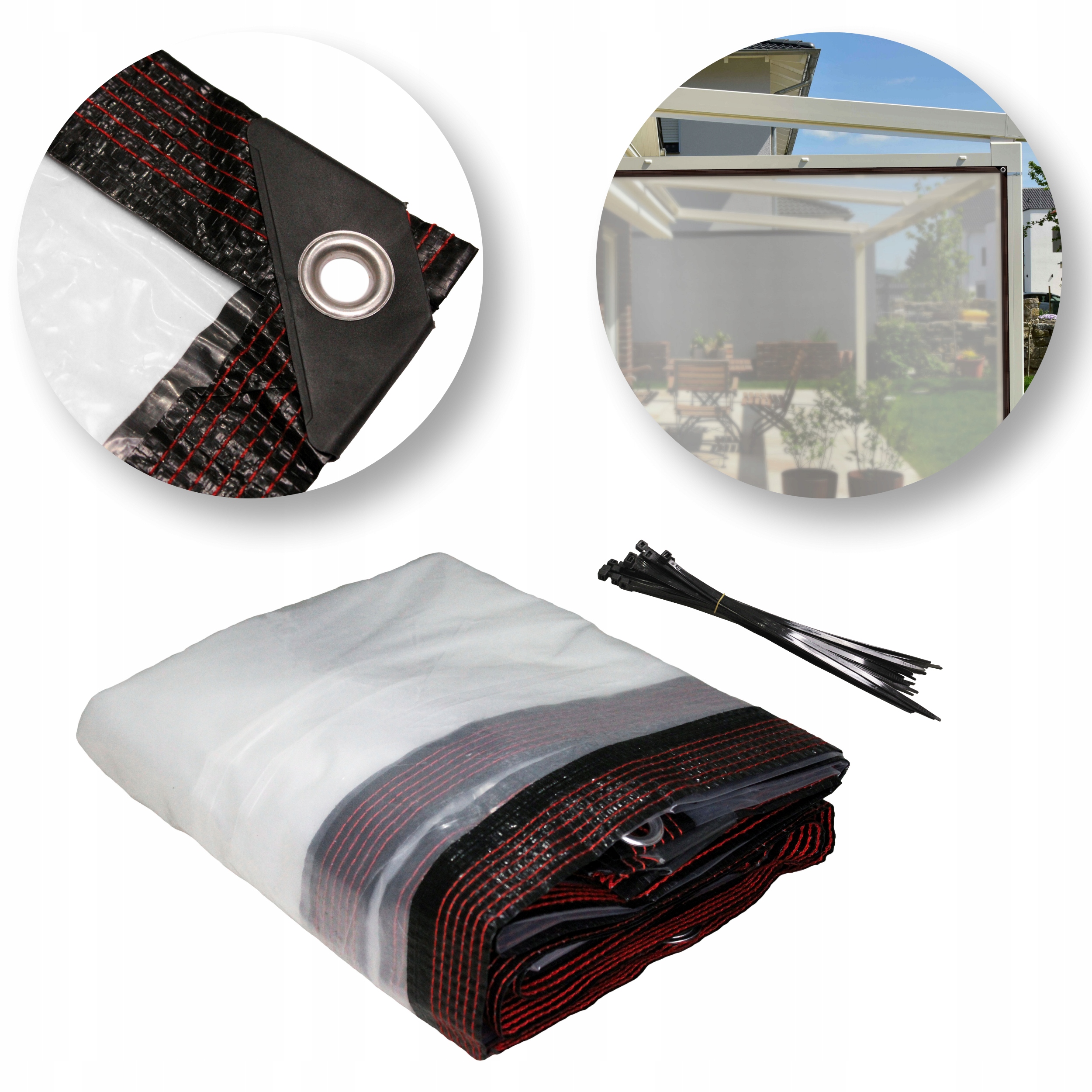 Plandeka Przezroczysta Mleczna Ogrodowa Wodoodporna Tarasowa z Oczkami 3x3m